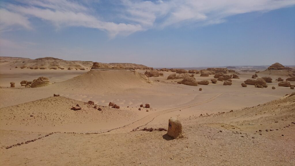 火星のような奇岩が広がるワディ・アル・ヒタンの風景
