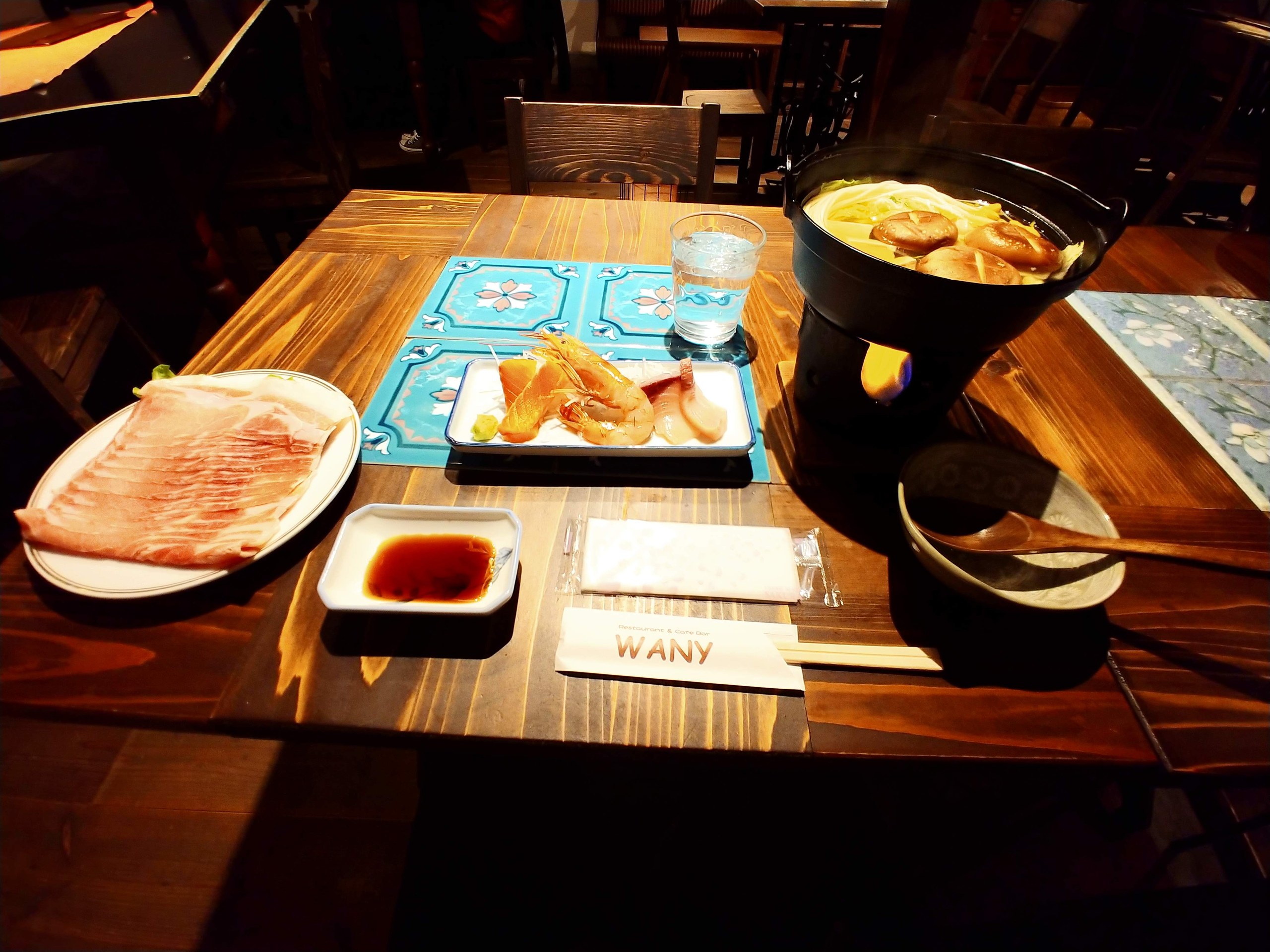 豚しゃぶの鍋の夕食