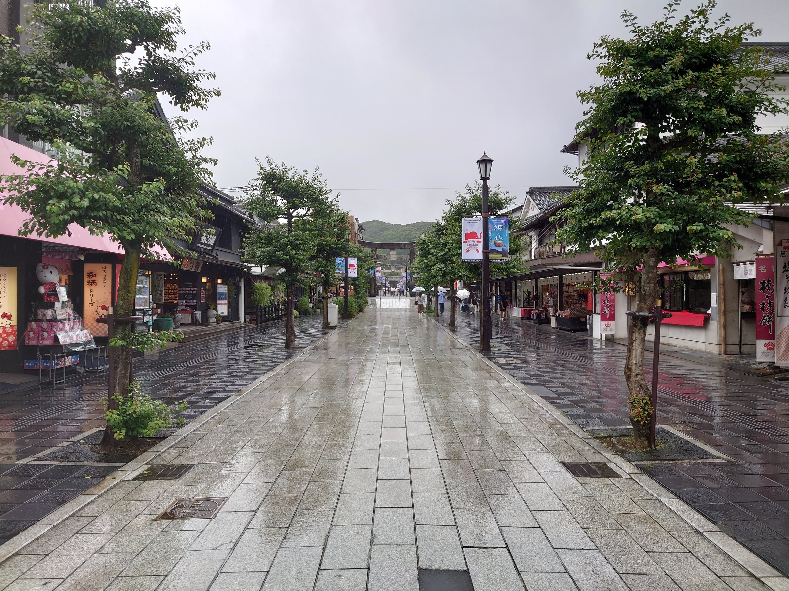 雨の太宰府天満宮の参道