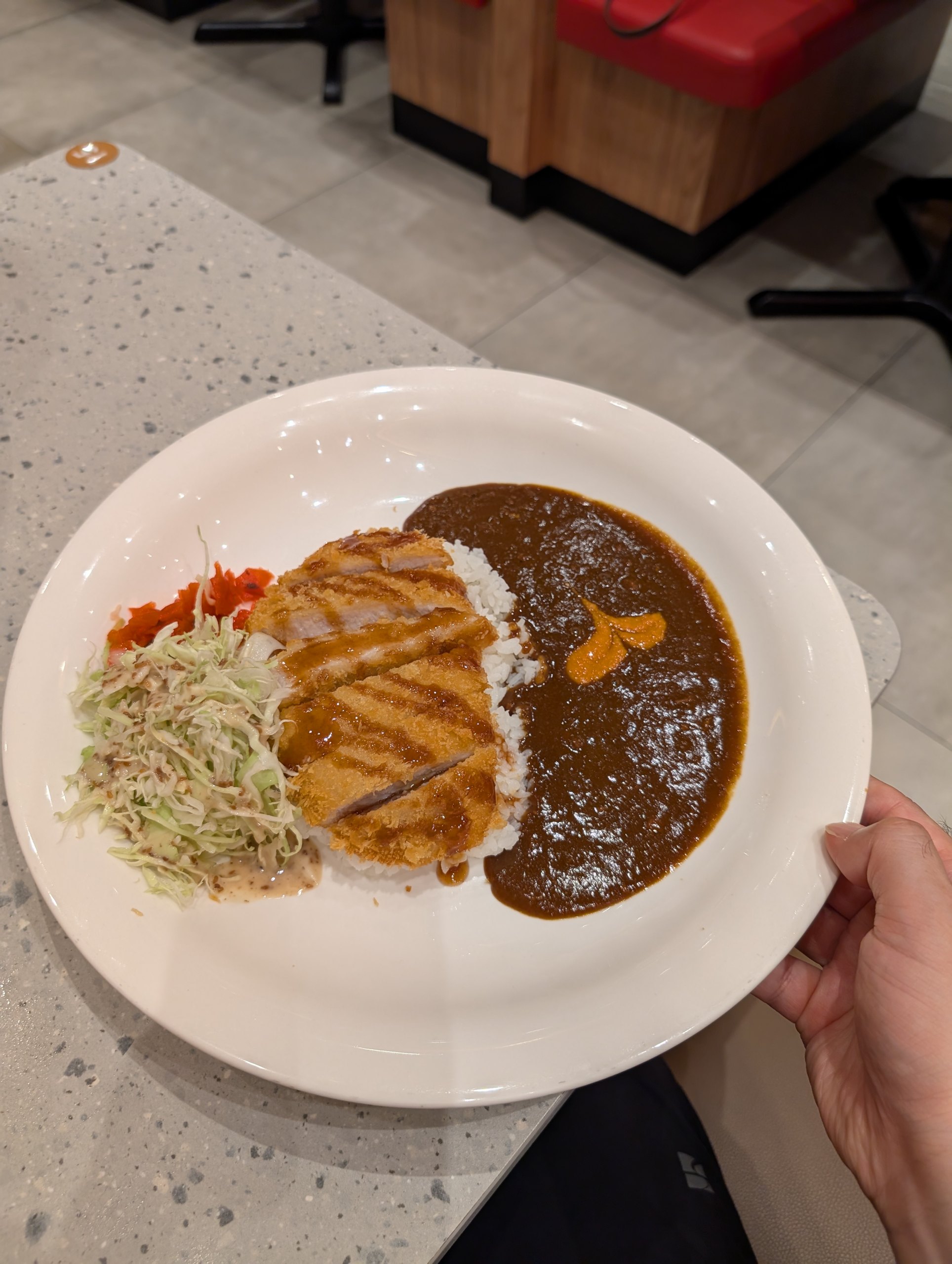 カツと野菜の乗ったカレー
